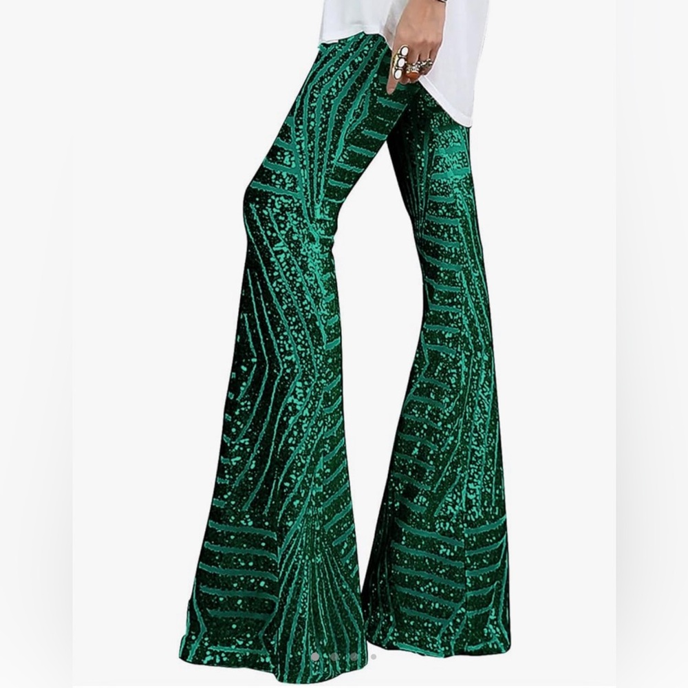 Emerald Green Sequin Palazzo Pants